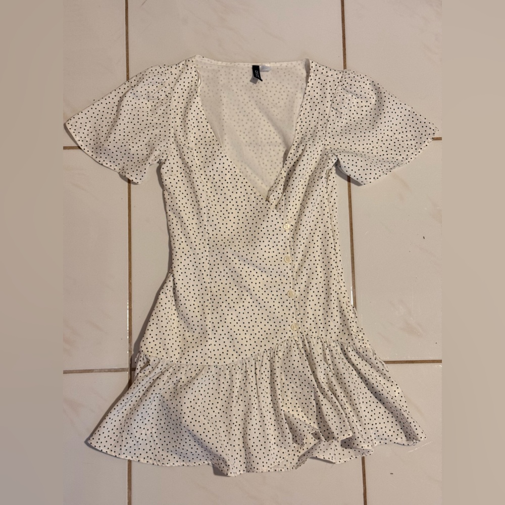 Divided White Polka Dot Dress